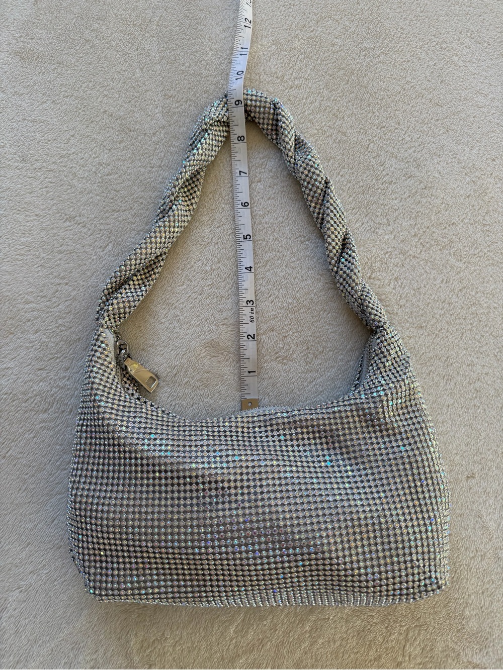 Silver Crystal-Embellished Women's Shoulder Bag - Picture 7 of 8